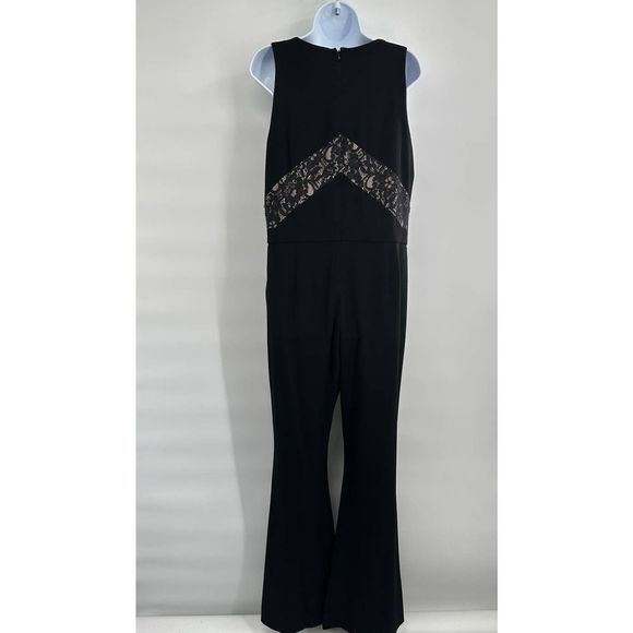 Taylor Black Crepe Scoop Neck Flare Hem Jumpsuit 5240M Size 14‎ - Picture 10 of 10